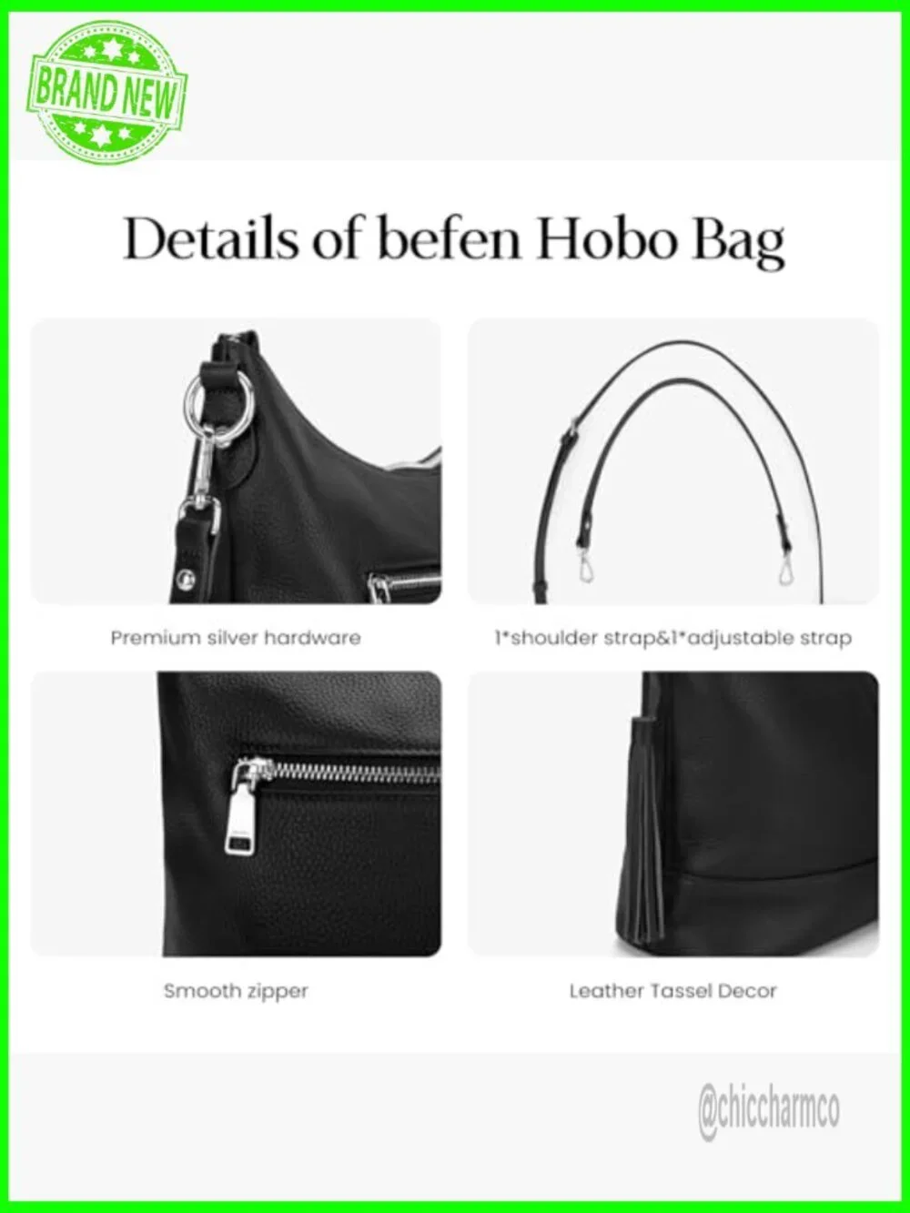 Genuine Leather Hobo Crossbody Bag with Removable Straps, 11L Capacity